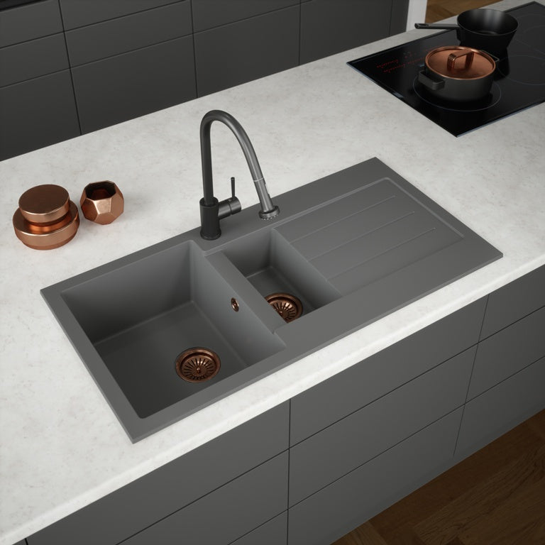 Ellsi Comite 1.5 Bowl Sink & Waste - Grey 100 x 50cm