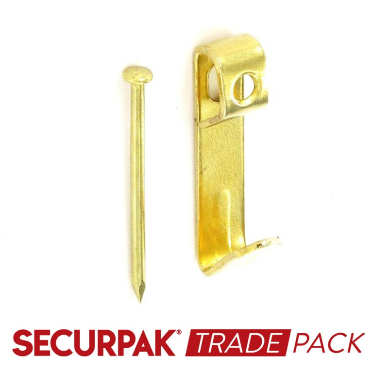 Securpak Sngl Picture Hooks & Pins Brass Plated No.2 - 100 Pack