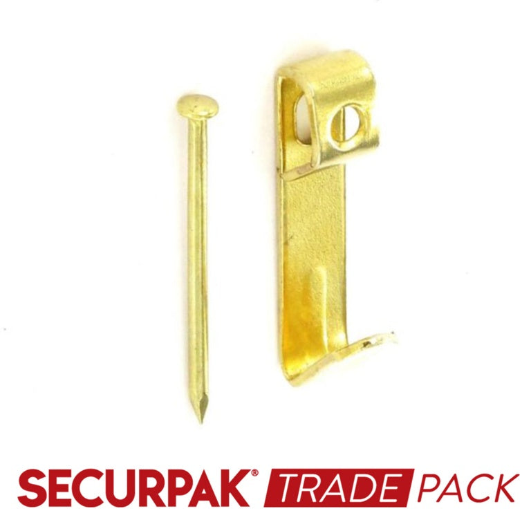 Securpak Single Picture Hooks & Pins Brass Plated No.1 - 200 Pack