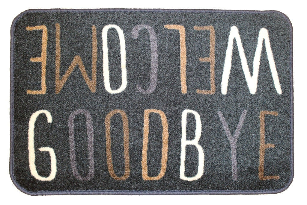 Groundsman Supersoft Washable Mat 50 x 75cm - Welcome/Goodbye Grey