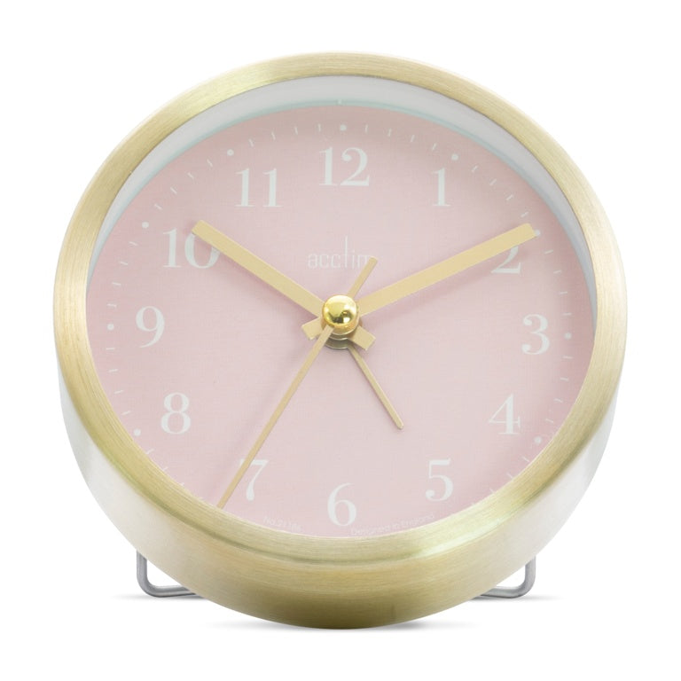 Acctim Tegan Alarm Clock - Brushed Gold/Pink