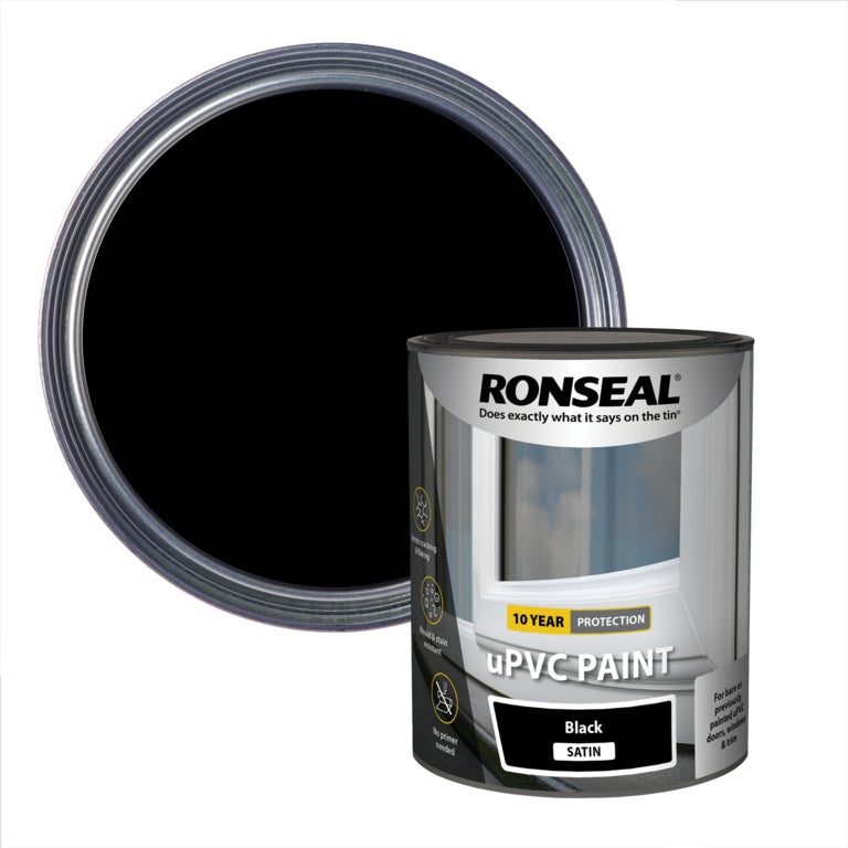 Ronseal UPVC Paint 750ml - Black Satin