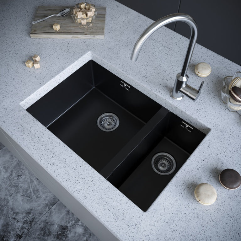 Ellsi Undermount Sink & Waste - 670mm Black