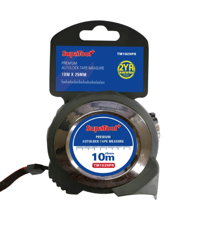 SupaTool Premium Auto Lock Tape Measure - 10m x 25mm