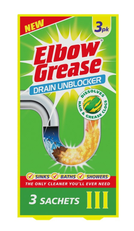 Elbow Grease Drain Unblocker Sachets - 3 x 40g