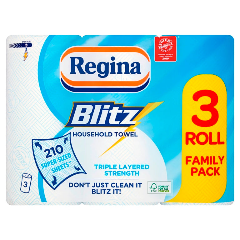 Regina Blitz Kitchen Roll 210 Sheets - Pack 3