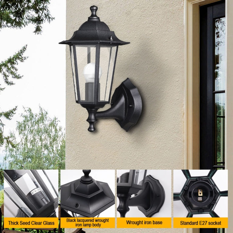 Extrastar Outdoor Vintage Wall Light W/E27 L/H - Black
