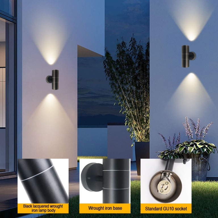 Extrastar Outdoor Up & Down Double Wall Light - Black