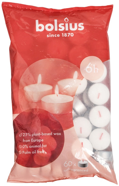 Bolsius Tea Light White - Pack Of 60