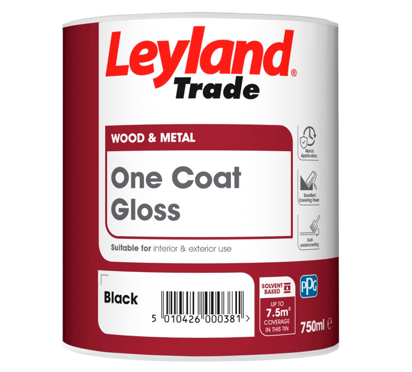 Leyland Trade One Coat Gloss Black - 750ml