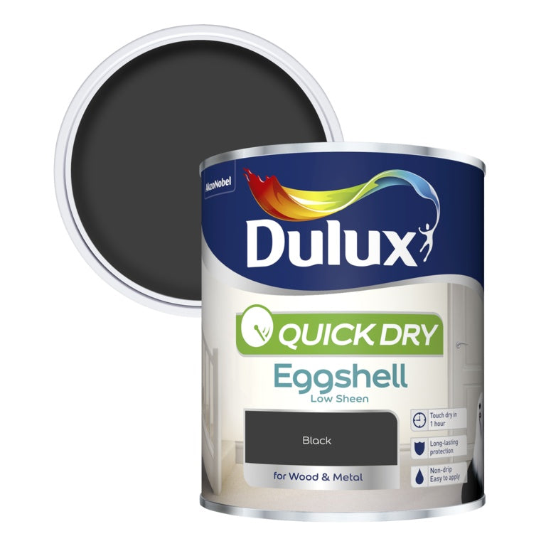 Dulux Quick Dry Eggshell 750ml - Black