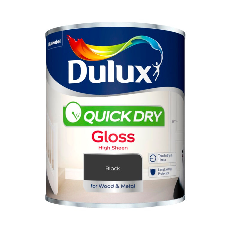 Dulux Quick Dry Gloss 750ml - Black