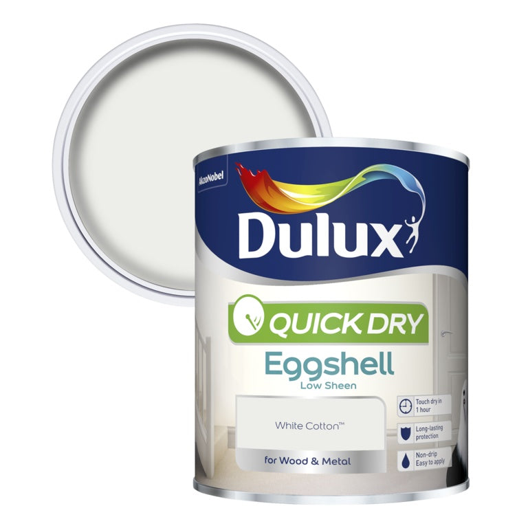 Dulux Quick Dry Eggshell 750ml - White Cotton