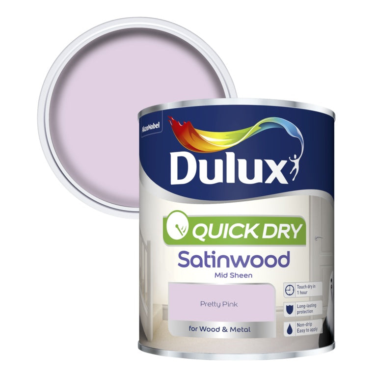 Dulux Quick Dry Satinwood 750ml - Pretty Pink