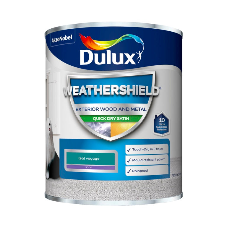 Dulux Weathershield Quick Dry Satin 750ml - Teal Yoyage