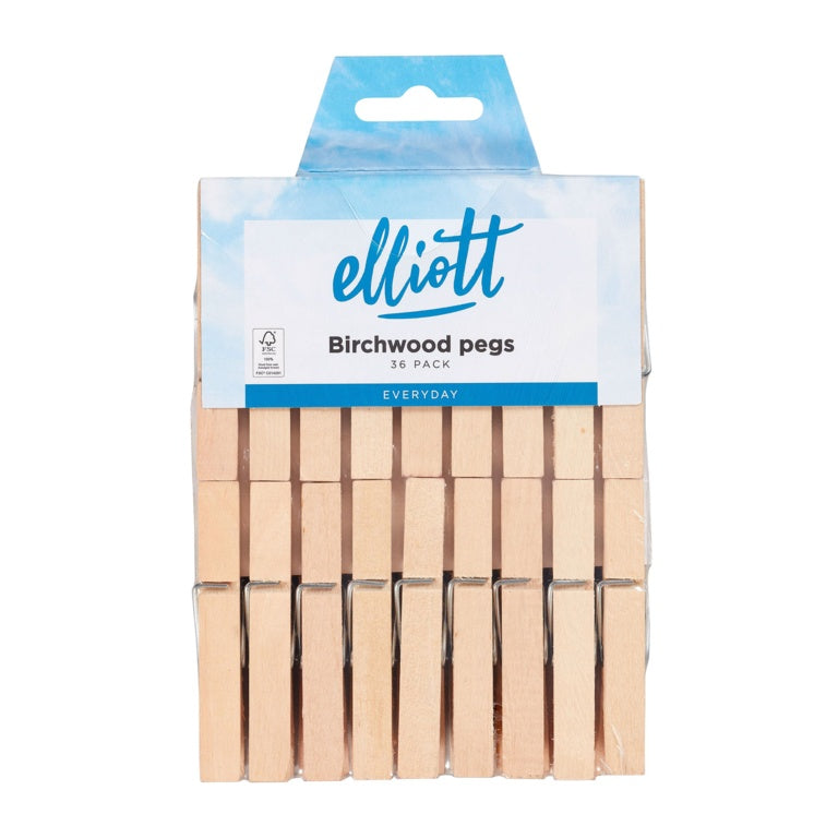 Elliott Wooden Pegs - Pack 36