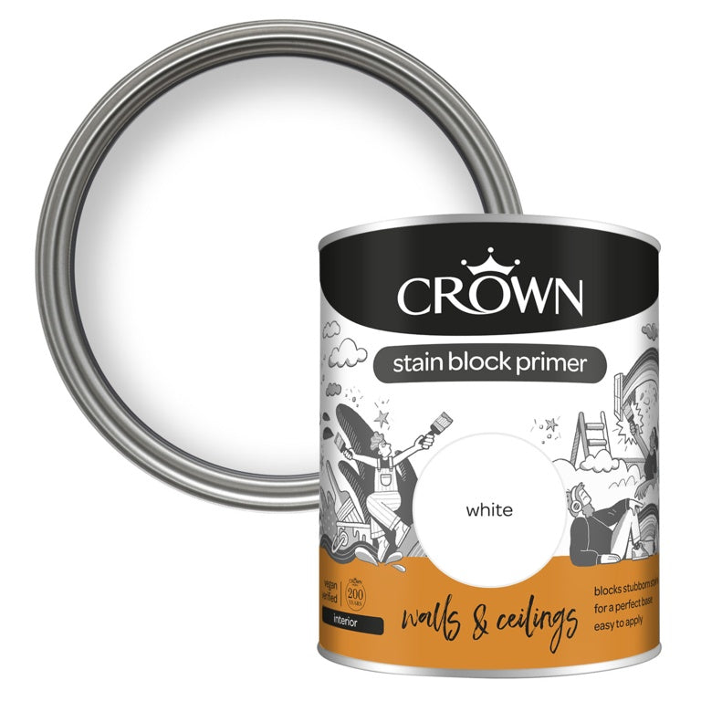 Crown Walls & Ceilings Stain Block Primer - 750ml White