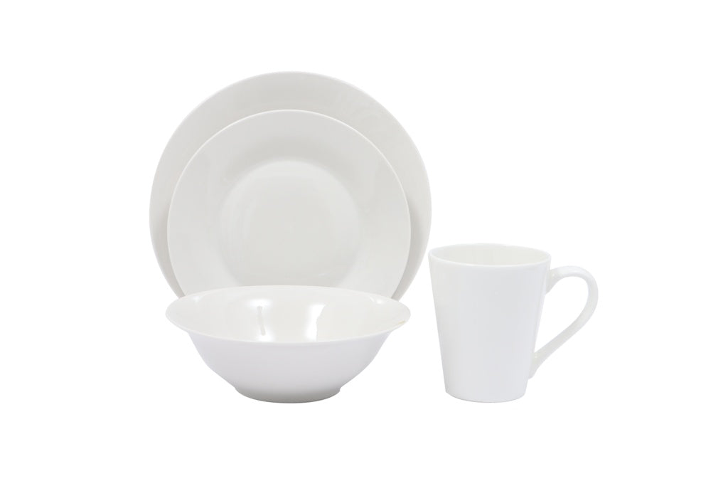 Basiks White Porcelain Dinner Set - 16 Piece