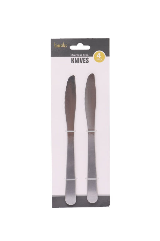 Basiks Stainless Steel Knives - Pack 4