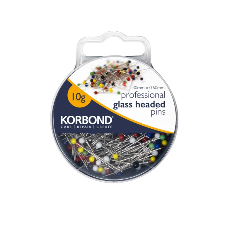 Korbond Professional Glass Head Pins - 10g