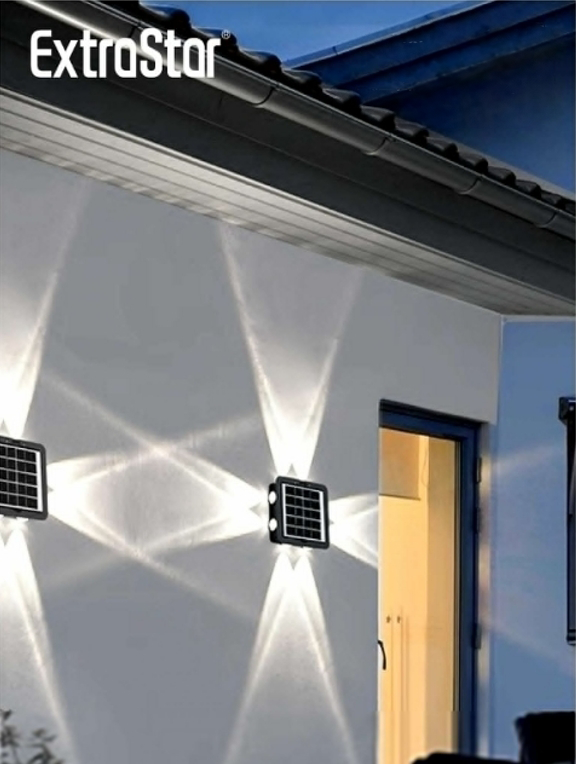 Extrastar LED Solar 4 Way Wall Lamp - 6500k