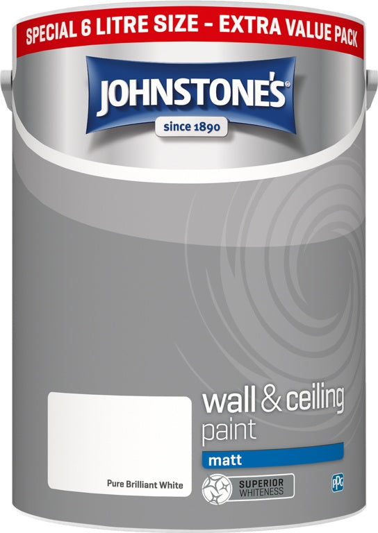 Johnstone's Wall & Ceiling Matt 6L - Brilliant White