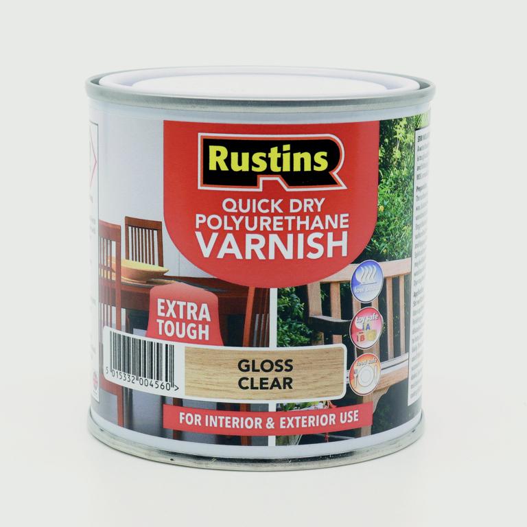Rustins Polyurethane Gloss Varnish 250ml - Clear - Gloss