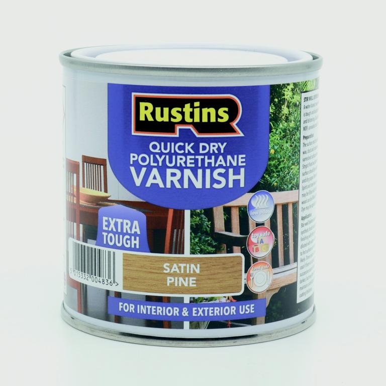 Rustins Polyurethane Satin Varnish 250ml - Pine