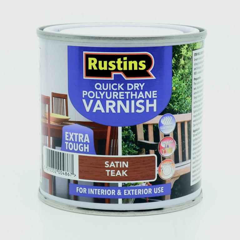 Rustins Polyurethane Satin Varnish 250ml - Teak