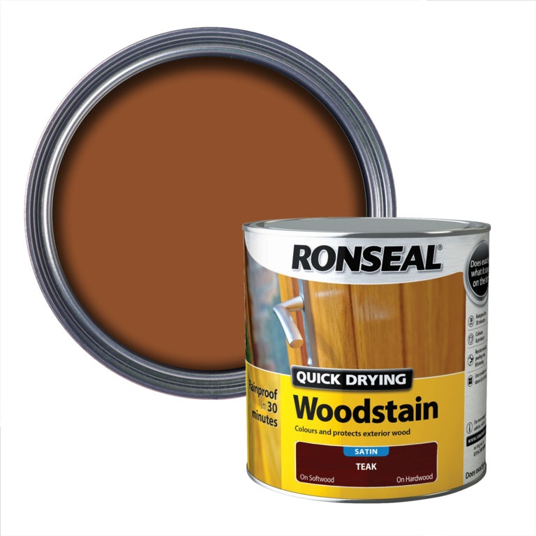 Ronseal Quick Drying Woodstain Satin 2.5L - Teak