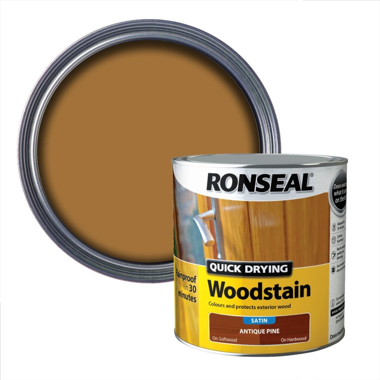 Ronseal Quick Drying Woodstain Satin 2.5L - Antique Pine