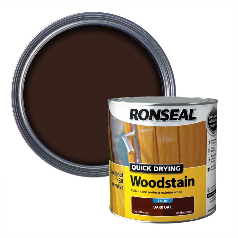 Ronseal Quick Drying Woodstain Satin 2.5L - Dark Oak