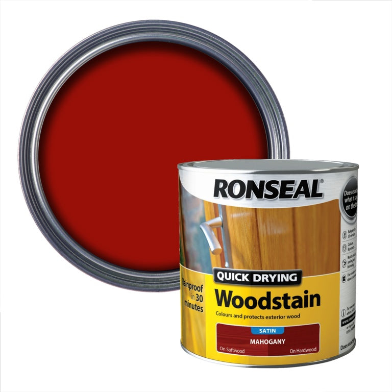 Ronseal Quick Drying Woodstain Satin 2.5L - Mahogany