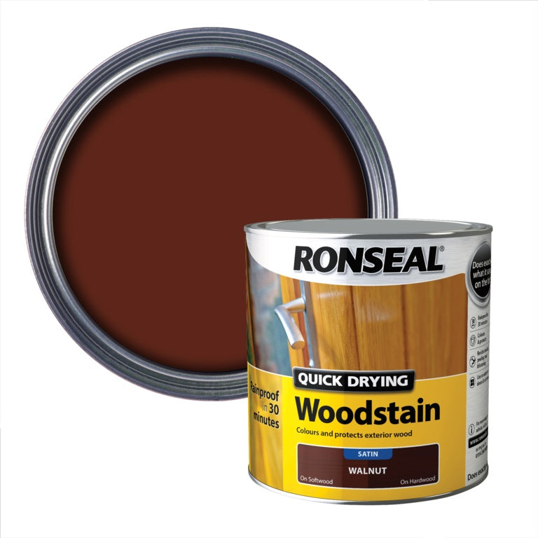 Ronseal Quick Drying Woodstain Satin 2.5L - Walnut