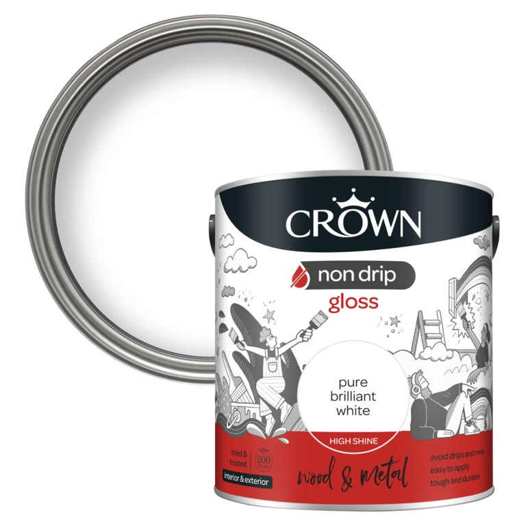 Crown Non Drip Gloss 2.5L - Pure Brilliant White