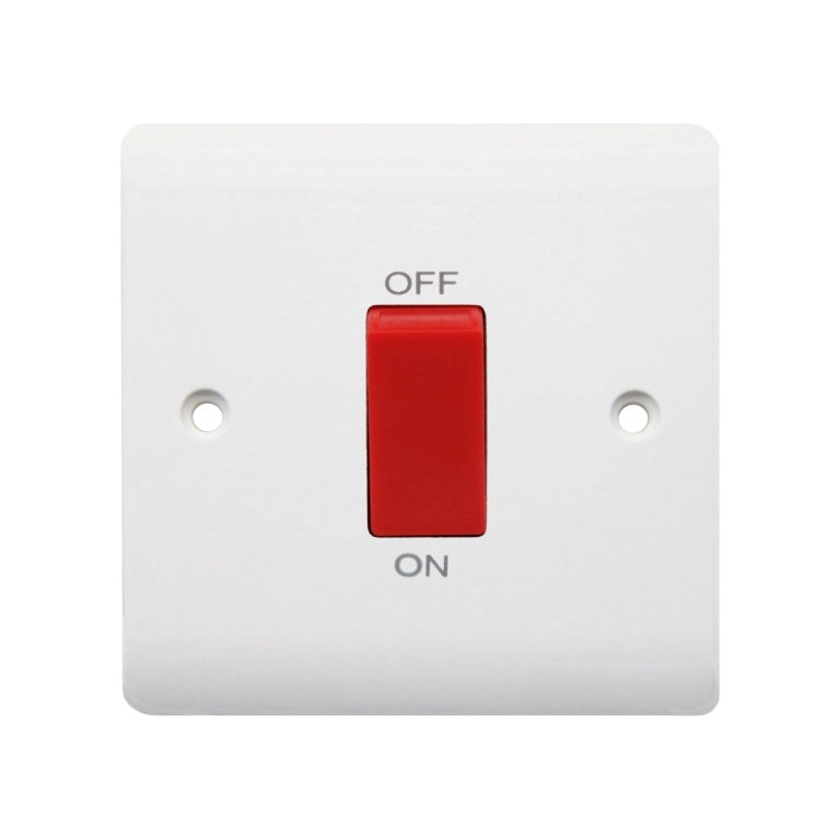 Securlec 1 Gang Double Pole Cooker Switch - 45amp - Square