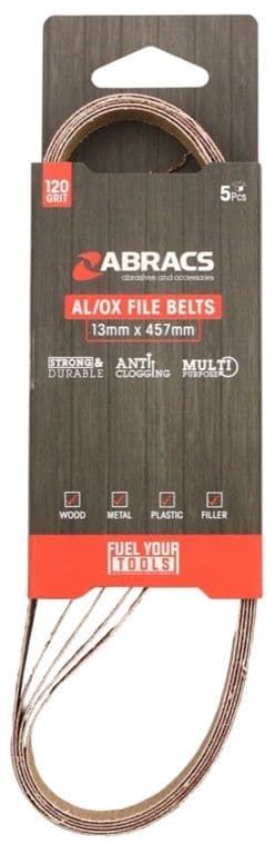 Abracs AL/OX File Belts 13mm x 457mm Pack 5 - 120 Grit