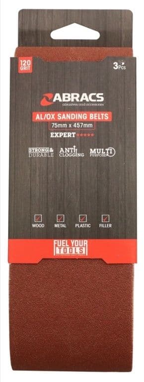 Abracs AL/OX Sanding Belt 75mm x 457mm - 120 Grit
