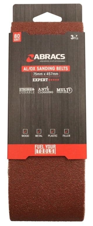 Abracs AL/OX Sanding Belt 75mm x 457mm - 80 Grit