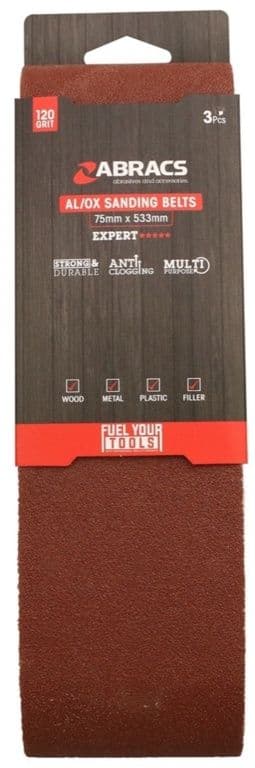Abracs AL/OX Sanding Belt 75mm x 533mm - 120 Grit