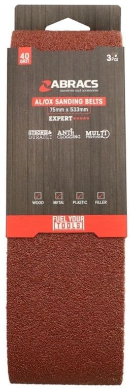 Abracs AL/OX Sanding Belt 75mm x 533mm - 40 Grit