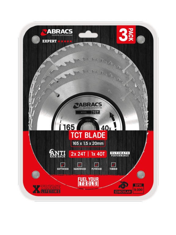 Abracs Circular Saw Blade - 165mm x 20mm Pack 3 240v