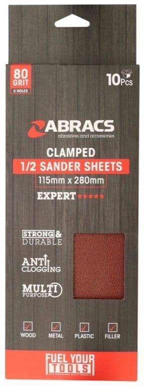 Abracs Orbital Clamped Sander Sheets - 115mm x 280mm 80g