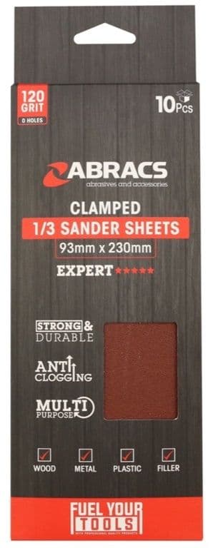 Abracs Orbital Clamped Sander Sheets - 93 x 230mm 120g