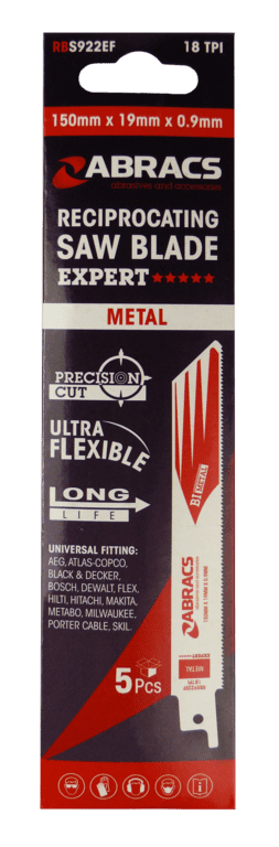 Abracs Reciprocating Saw Blade For Metal Pack 5 - 150 x 19 x 0.9mm