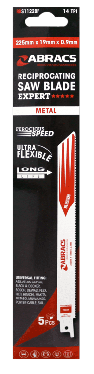 Abracs Reciprocating Saw Blade For Metal Pack 5 - 225 x 19 x 0.9mm