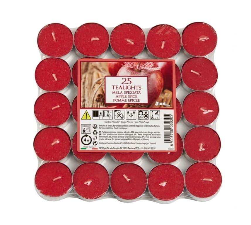 Aladino 4 Hour Tealights Pack 25 - Apple Spice