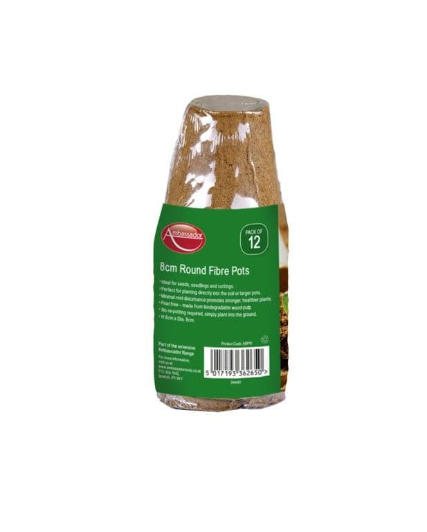 Ambassador Round Fibre Pots - 8cm - Pack 12