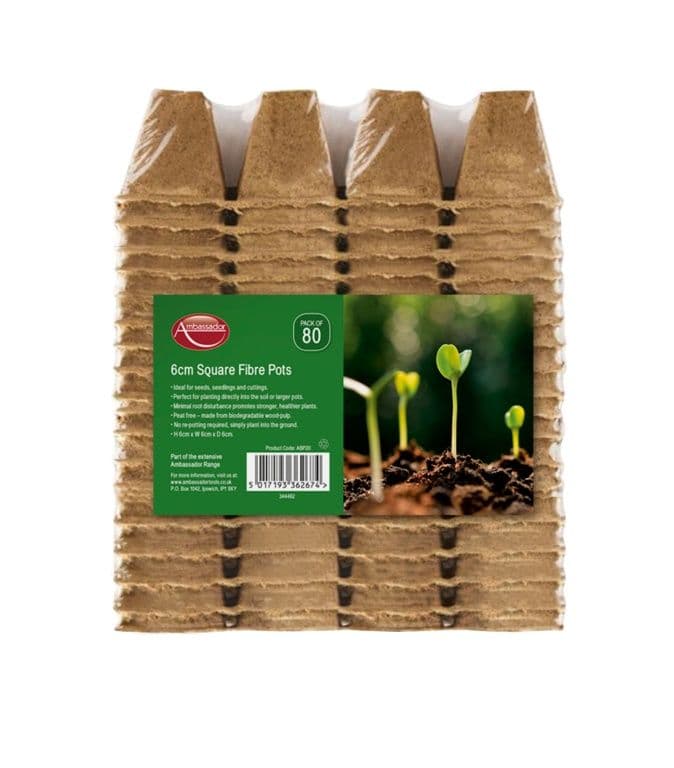Ambassador Square Fibre Pots - 6cm - Pack 80