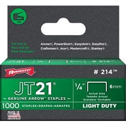 Arrow JT21/T27 Staples - 6mm 1/4in (1000)